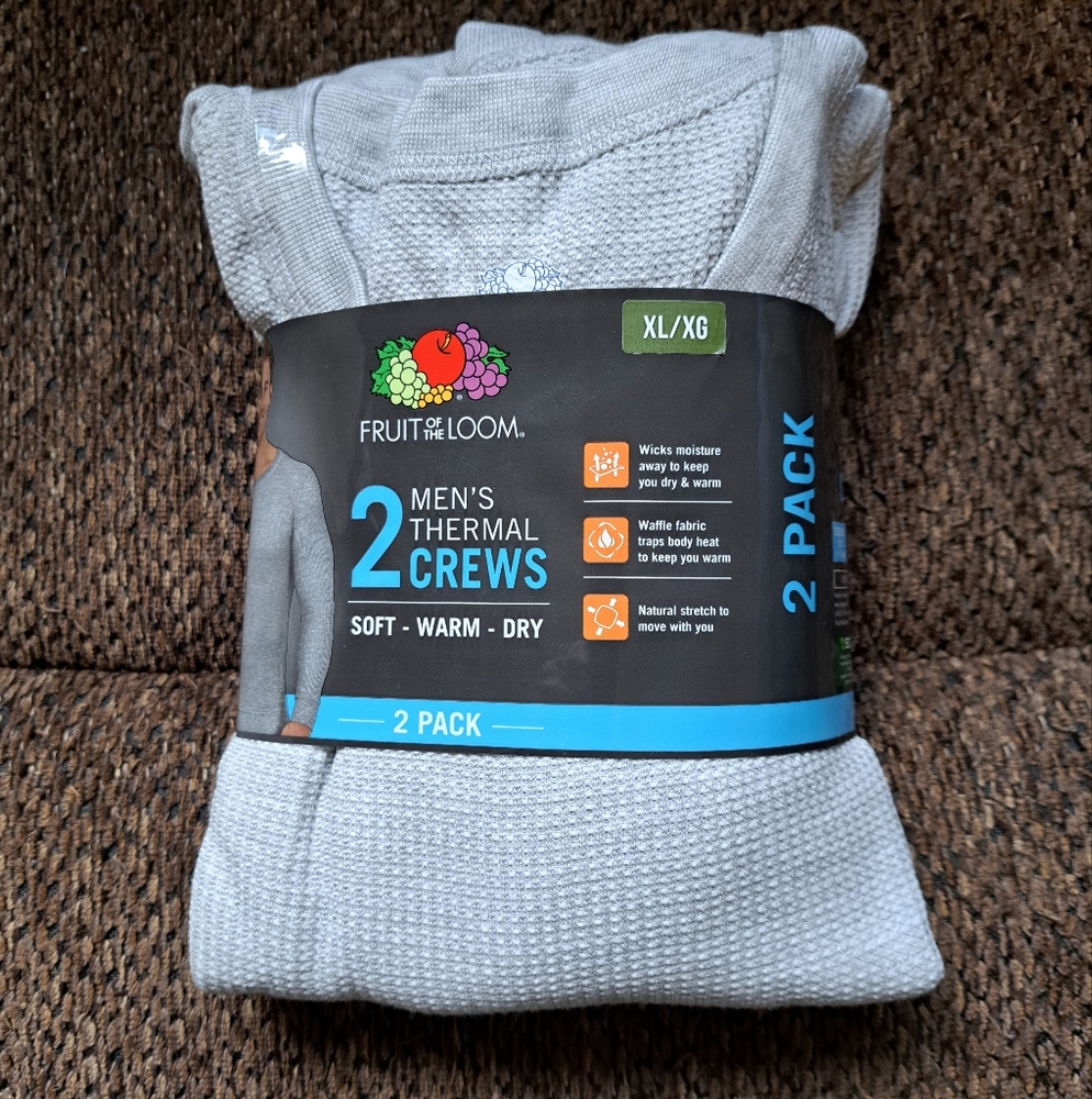 Fruit of the Loom Men's Thermal Crews 2 Pack